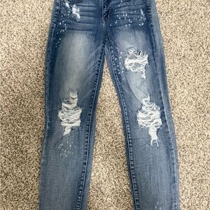 Judy Blue Distressed Skinny Jeans in Blue